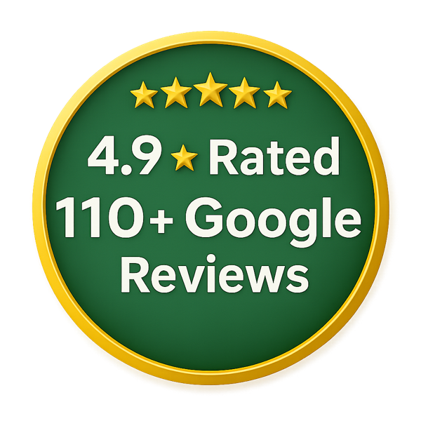 4.9 Star Rating - 110+ Google Reviews