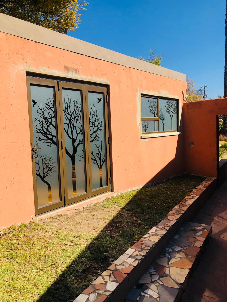 Decorative frosting and vinyl on glass doors